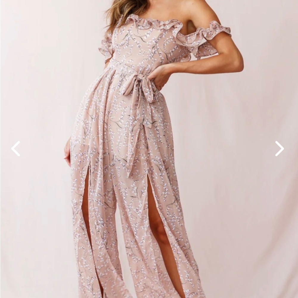 Selfies Leslie women’s Jazz Bardot neckline wide leg split jumpsuit - Picture 11 of 11